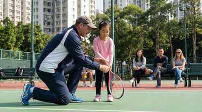 Coach teaching junior grip at Victoria Park