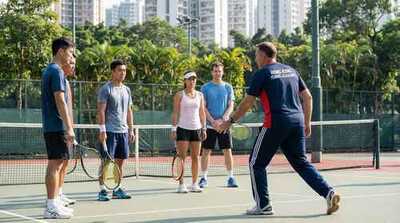 Coach teaching footwork at Victoria Park