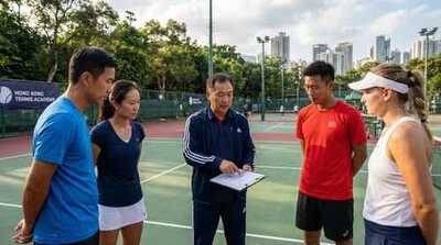 Coach teaching match strategy at Victoria Park